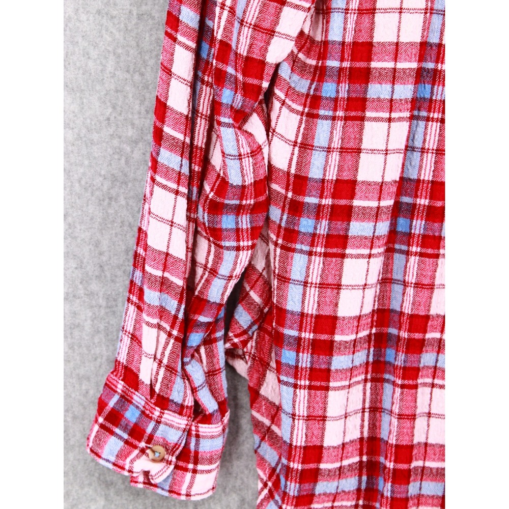 Pilcro Hadley Plaid Shirt Medium Button Down Long Sleeve Relaxed Fit Red Blue - Picture 5 of 12